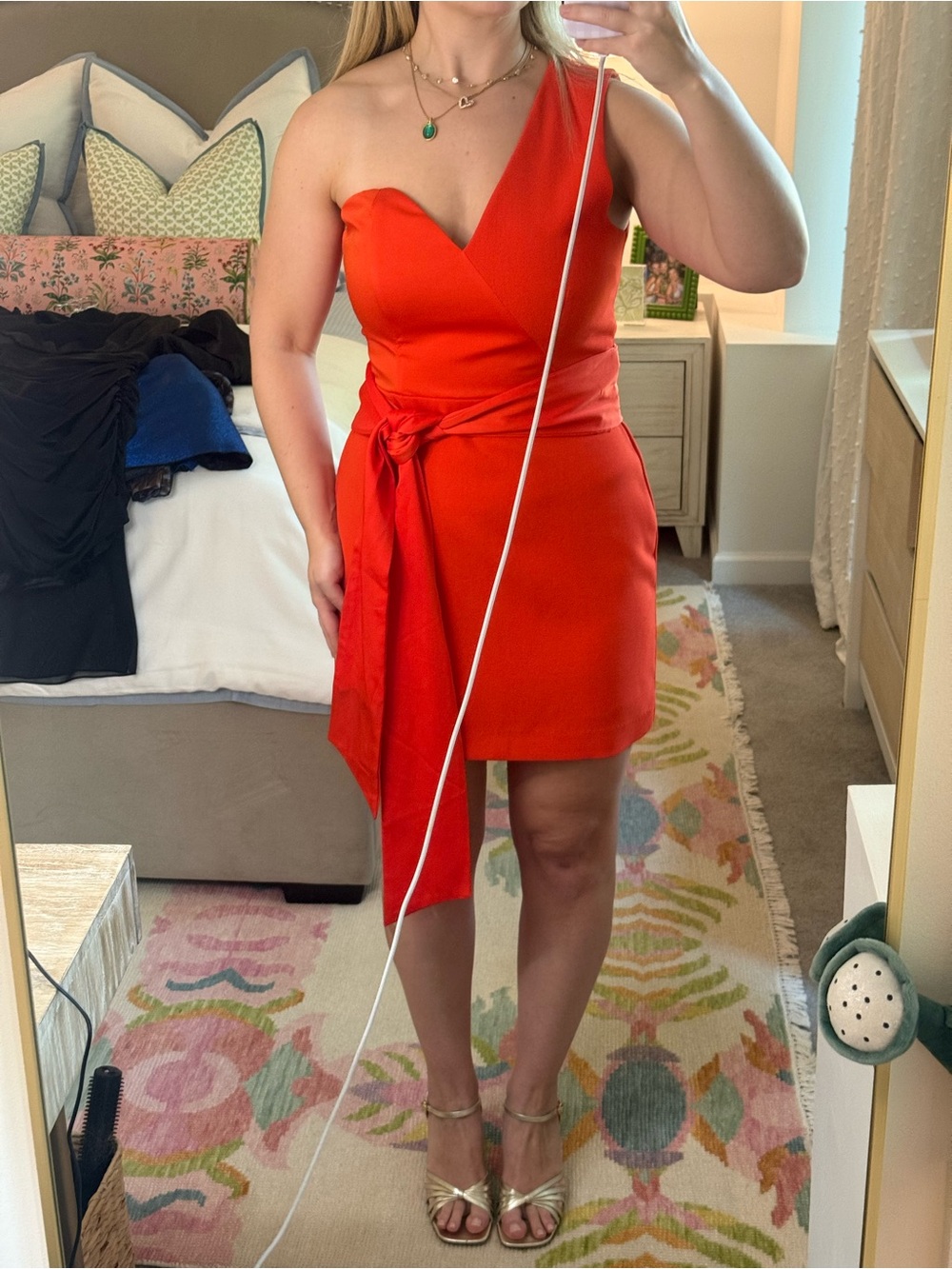 NBD Orange One Shoulder Dress